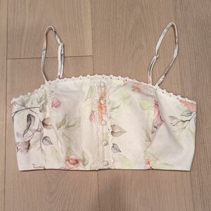 Floral Lace Trim Crop Top